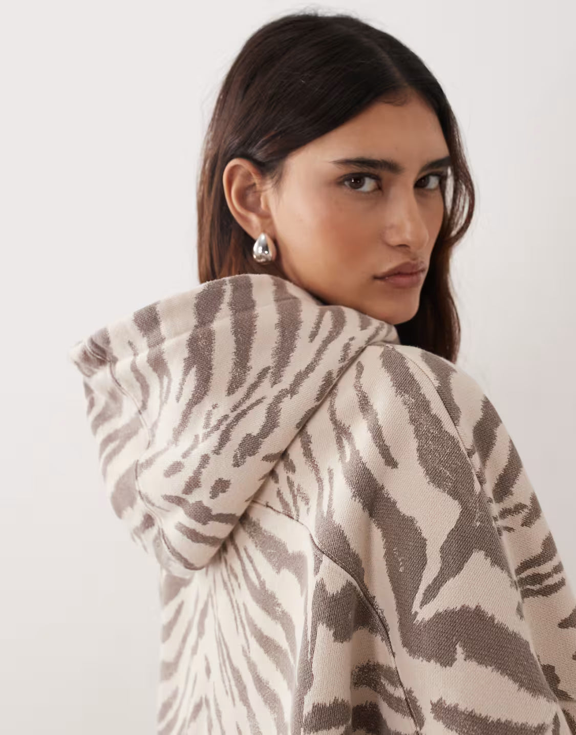 Zebra Print Oversized Hoodie